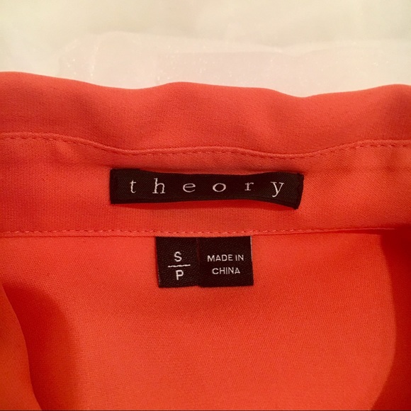 Theory 100% Silk Blouse - Salmon Pink - Picture 8 of 8